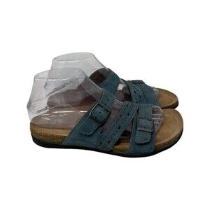 Earth Origins Sandals Women's Size 7 M Blue Slides Orono Flex Buckle Closure